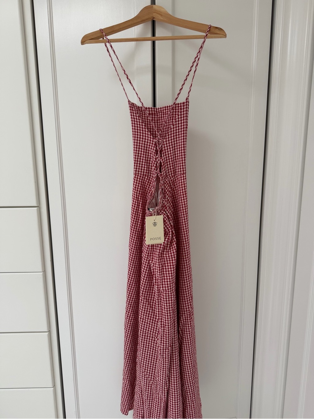 NWT Posse Strappy Back Cotton Red Gingham Dress XS - Picture 5 of 5
